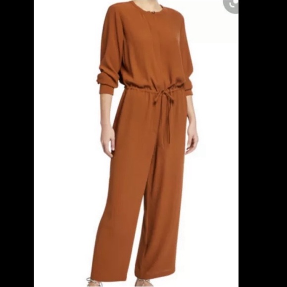 Nwot Eileen Fisher Semi-Wide Ankle Length Jumpsuit 100% Silk - Picture 1 of 8